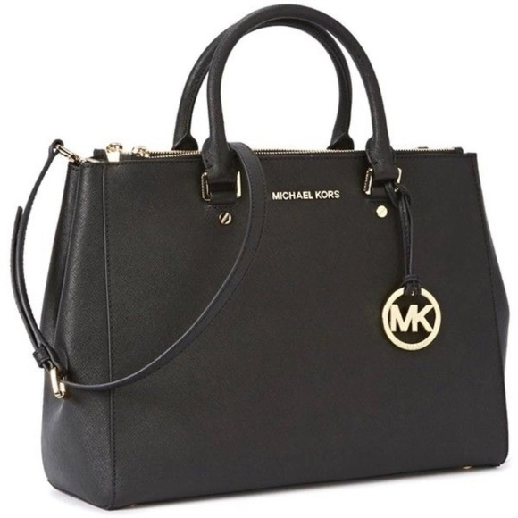 MICHAEL KORS Black Sutton Large Saffiano Leather Satchel with Crossbody Strap - Picture 8 of 9